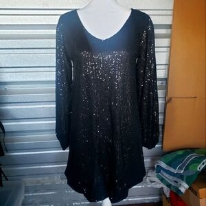 Elegant Black Sequin Dress size small